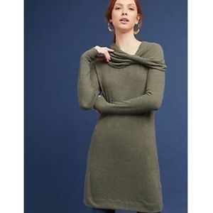 Anthro Michael Stars Cowl Neck Tunic Knit Dress Soft Green XS